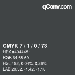 Color code: CMYK 7 / 1 / 0 / 73 | qconv.com