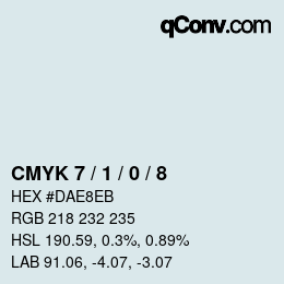 Code couleur: CMYK 7 / 1 / 0 / 8 | qconv.com