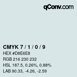 颜色代码: CMYK 7 / 1 / 0 / 9 | qconv.com
