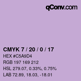 カラーコード: CMYK 7 / 20 / 0 / 17 | qconv.com