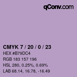 颜色代码: CMYK 7 / 20 / 0 / 23 | qconv.com