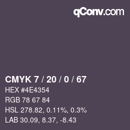 Color code: CMYK 7 / 20 / 0 / 67 | qconv.com