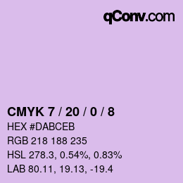 カラーコード: CMYK 7 / 20 / 0 / 8 | qconv.com