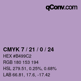 カラーコード: CMYK 7 / 21 / 0 / 24 | qconv.com