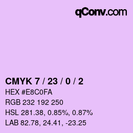 カラーコード: CMYK 7 / 23 / 0 / 2 | qconv.com