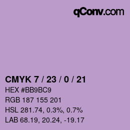 カラーコード: CMYK 7 / 23 / 0 / 21 | qconv.com