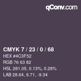 カラーコード: CMYK 7 / 23 / 0 / 68 | qconv.com