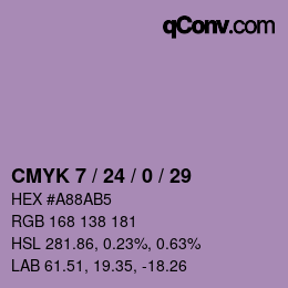 カラーコード: CMYK 7 / 24 / 0 / 29 | qconv.com