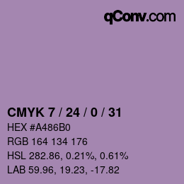 カラーコード: CMYK 7 / 24 / 0 / 31 | qconv.com