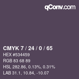 カラーコード: CMYK 7 / 24 / 0 / 65 | qconv.com