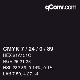 颜色代码: CMYK 7 / 24 / 0 / 89 | qconv.com