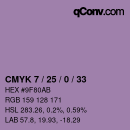 カラーコード: CMYK 7 / 25 / 0 / 33 | qconv.com