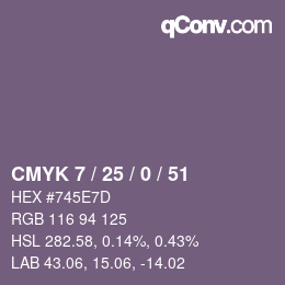 カラーコード: CMYK 7 / 25 / 0 / 51 | qconv.com