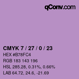 カラーコード: CMYK 7 / 27 / 0 / 23 | qconv.com