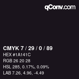 カラーコード: CMYK 7 / 29 / 0 / 89 | qconv.com