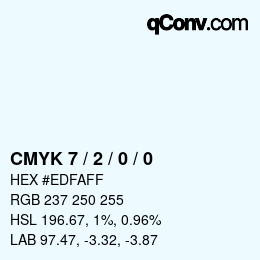 カラーコード: CMYK 7 / 2 / 0 / 0 | qconv.com