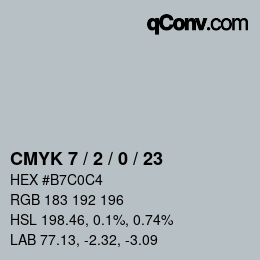 颜色代码: CMYK 7 / 2 / 0 / 23 | qconv.com