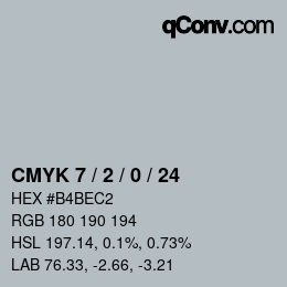 カラーコード: CMYK 7 / 2 / 0 / 24 | qconv.com