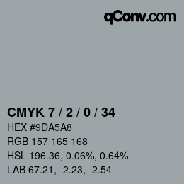 颜色代码: CMYK 7 / 2 / 0 / 34 | qconv.com