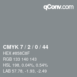 颜色代码: CMYK 7 / 2 / 0 / 44 | qconv.com