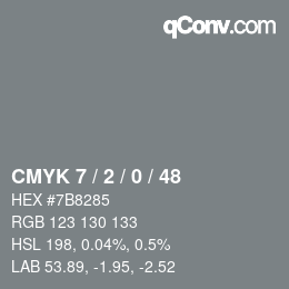 颜色代码: CMYK 7 / 2 / 0 / 48 | qconv.com
