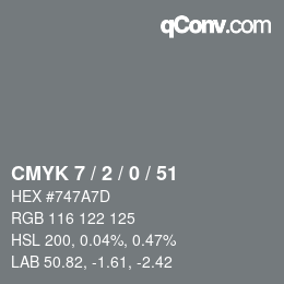 Color code: CMYK 7 / 2 / 0 / 51 | qconv.com