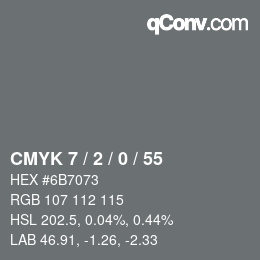 Color code: CMYK 7 / 2 / 0 / 55 | qconv.com