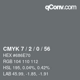 Color code: CMYK 7 / 2 / 0 / 56 | qconv.com