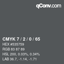 カラーコード: CMYK 7 / 2 / 0 / 65 | qconv.com