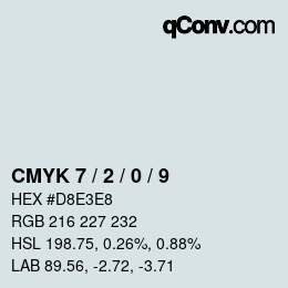 颜色代码: CMYK 7 / 2 / 0 / 9 | qconv.com