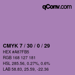 Color code: CMYK 7 / 30 / 0 / 29 | qconv.com