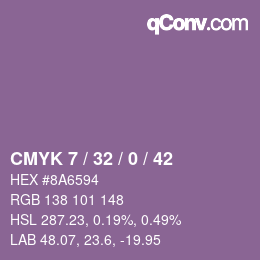 カラーコード: CMYK 7 / 32 / 0 / 42 | qconv.com
