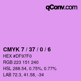 颜色代码: CMYK 7 / 37 / 0 / 6 | qconv.com