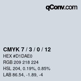颜色代码: CMYK 7 / 3 / 0 / 12 | qconv.com