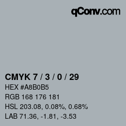 Color code: CMYK 7 / 3 / 0 / 29 | qconv.com