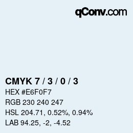 颜色代码: CMYK 7 / 3 / 0 / 3 | qconv.com
