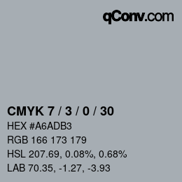 カラーコード: CMYK 7 / 3 / 0 / 30 | qconv.com