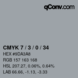 颜色代码: CMYK 7 / 3 / 0 / 34 | qconv.com