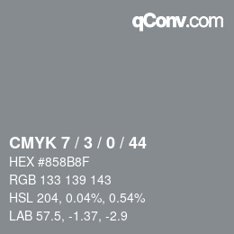 颜色代码: CMYK 7 / 3 / 0 / 44 | qconv.com