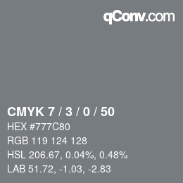 颜色代码: CMYK 7 / 3 / 0 / 50 | qconv.com