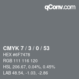 Color code: CMYK 7 / 3 / 0 / 53 | qconv.com