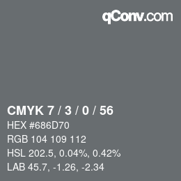 颜色代码: CMYK 7 / 3 / 0 / 56 | qconv.com