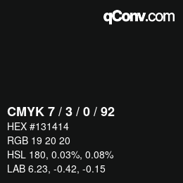 カラーコード: CMYK 7 / 3 / 0 / 92 | qconv.com