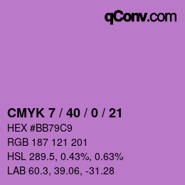 カラーコード: CMYK 7 / 40 / 0 / 21 | qconv.com
