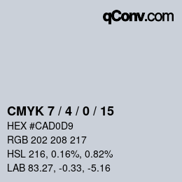 Code couleur: CMYK 7 / 4 / 0 / 15 | qconv.com