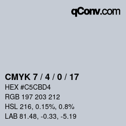 颜色代码: CMYK 7 / 4 / 0 / 17 | qconv.com