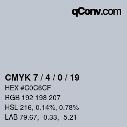 カラーコード: CMYK 7 / 4 / 0 / 19 | qconv.com