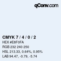 カラーコード: CMYK 7 / 4 / 0 / 2 | qconv.com