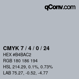 カラーコード: CMYK 7 / 4 / 0 / 24 | qconv.com