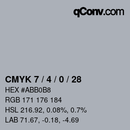 Farbcode: CMYK 7 / 4 / 0 / 28 | qconv.com